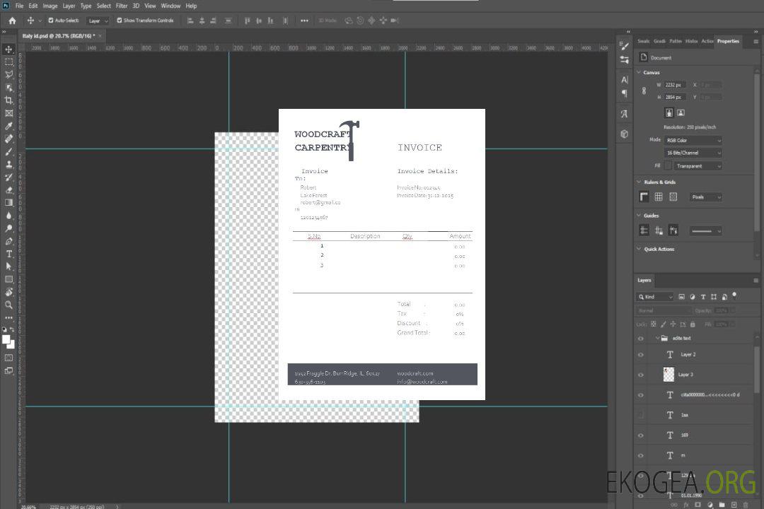 Modèle de facture de menuiserie gratuit template